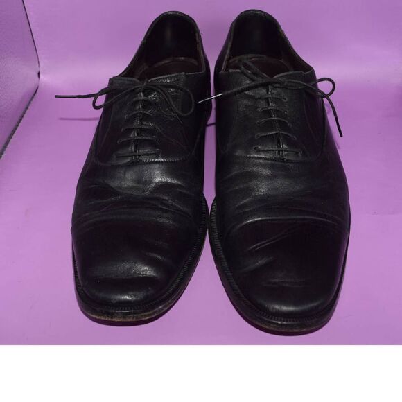 Bruno Magli Black Super Prime Leather Toscano Oxfords - 9 M - Picture 1 of 4